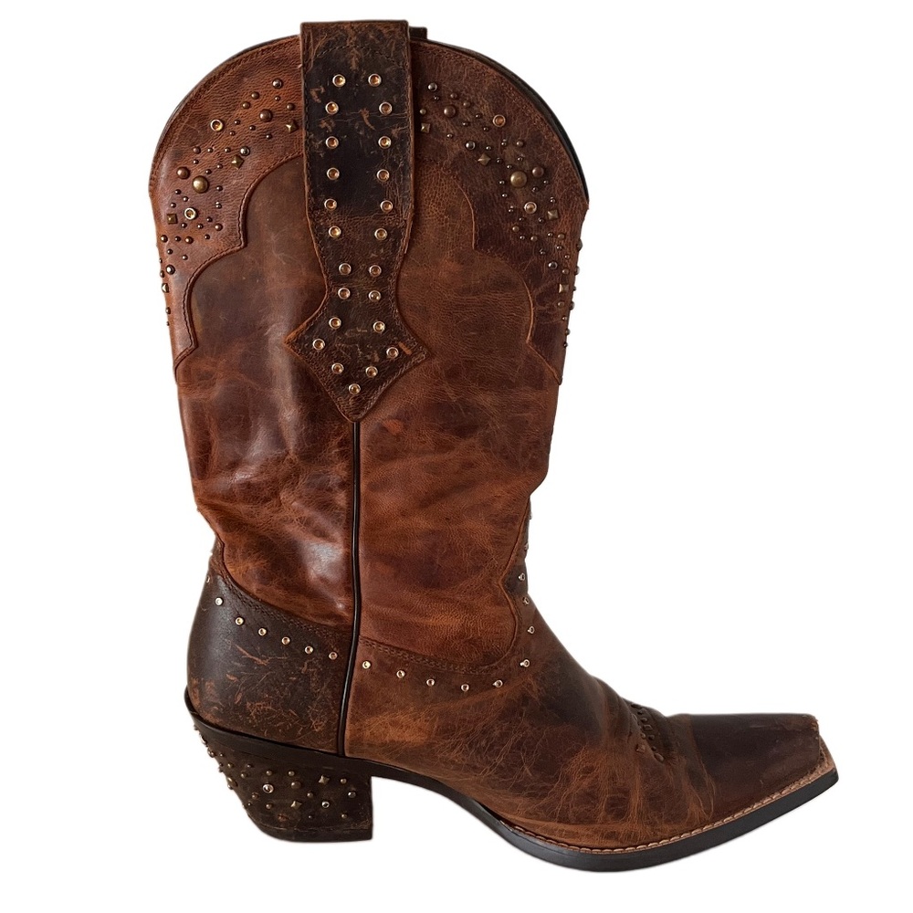 Ariat Rhinestone Cowgirl Sassy Studded Brown Leather Western Boots 10B 10006850 - Picture 4 of 15